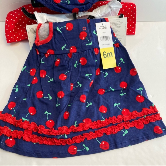 Koala Baby Girls Knit Dress Set 6 Months Cherries 2 Dresses 100% Cotton - Picture 8 of 16